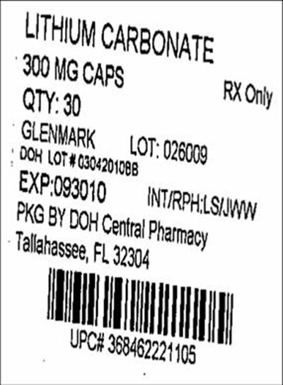 Lithium Carbonate 300mg Label - lithium 300mg (Glenmark)
